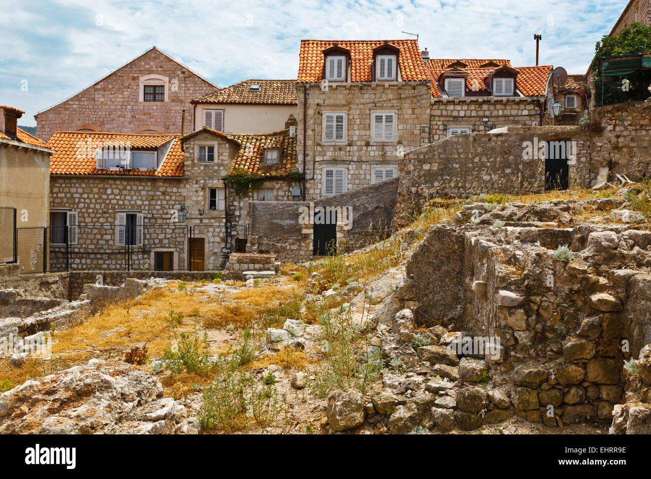Les ruines de maisons à Dubrovnik, Croatie Banque D'Images