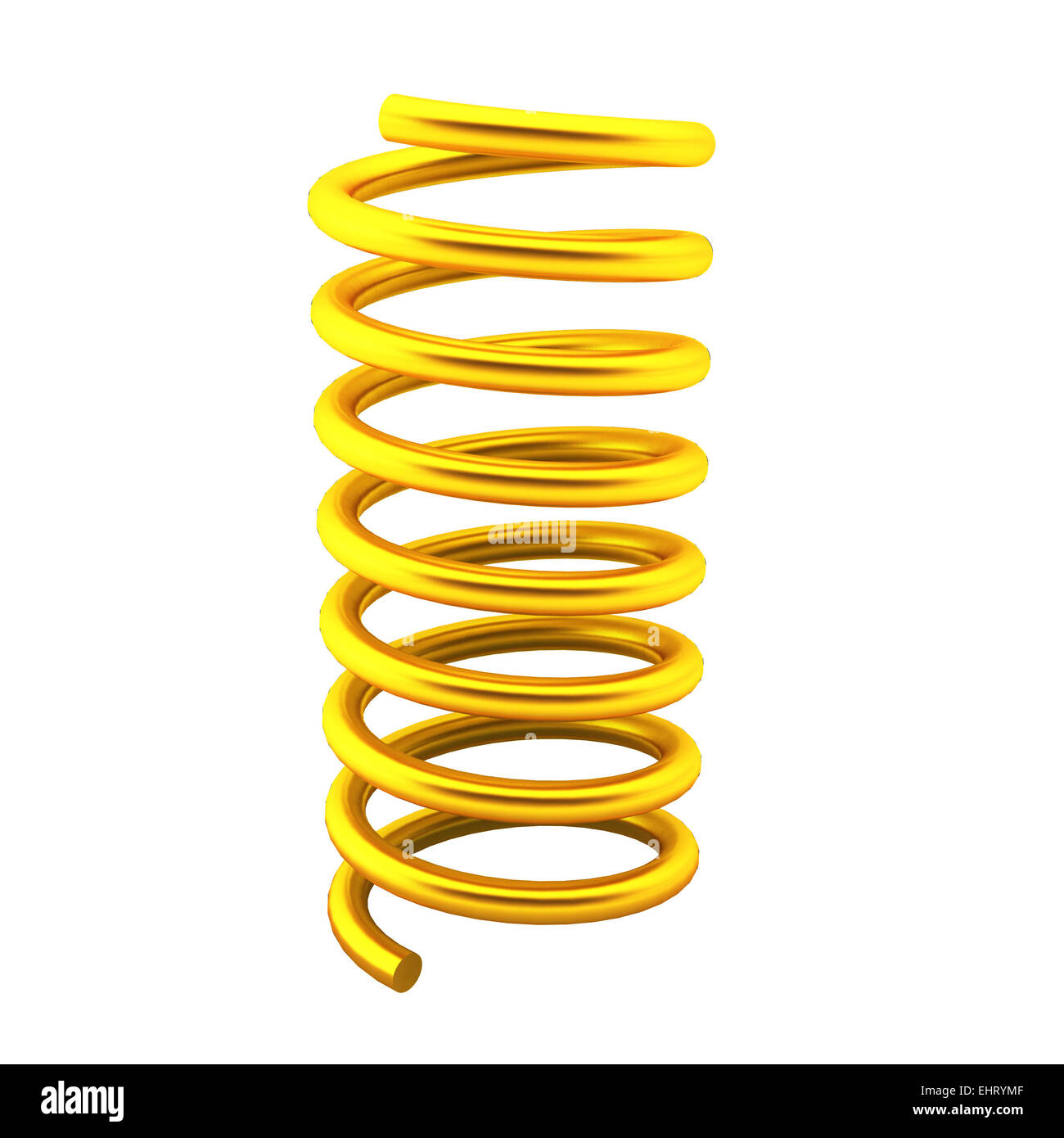 3D render of golden spring on white Banque D'Images