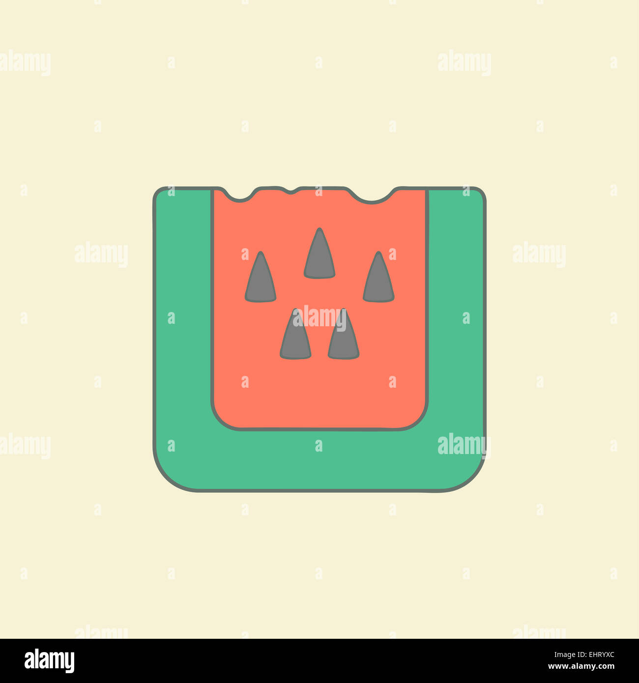 L'icône illustration stylisée télévision pastèque isolé sur fond couleur Banque D'Images