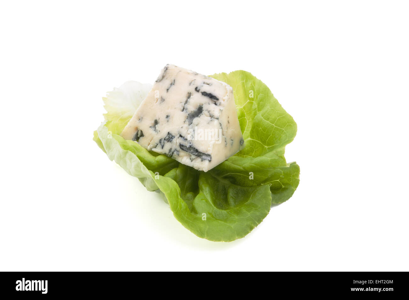 Moule bleue avec du fromage sur salade Banque D'Images