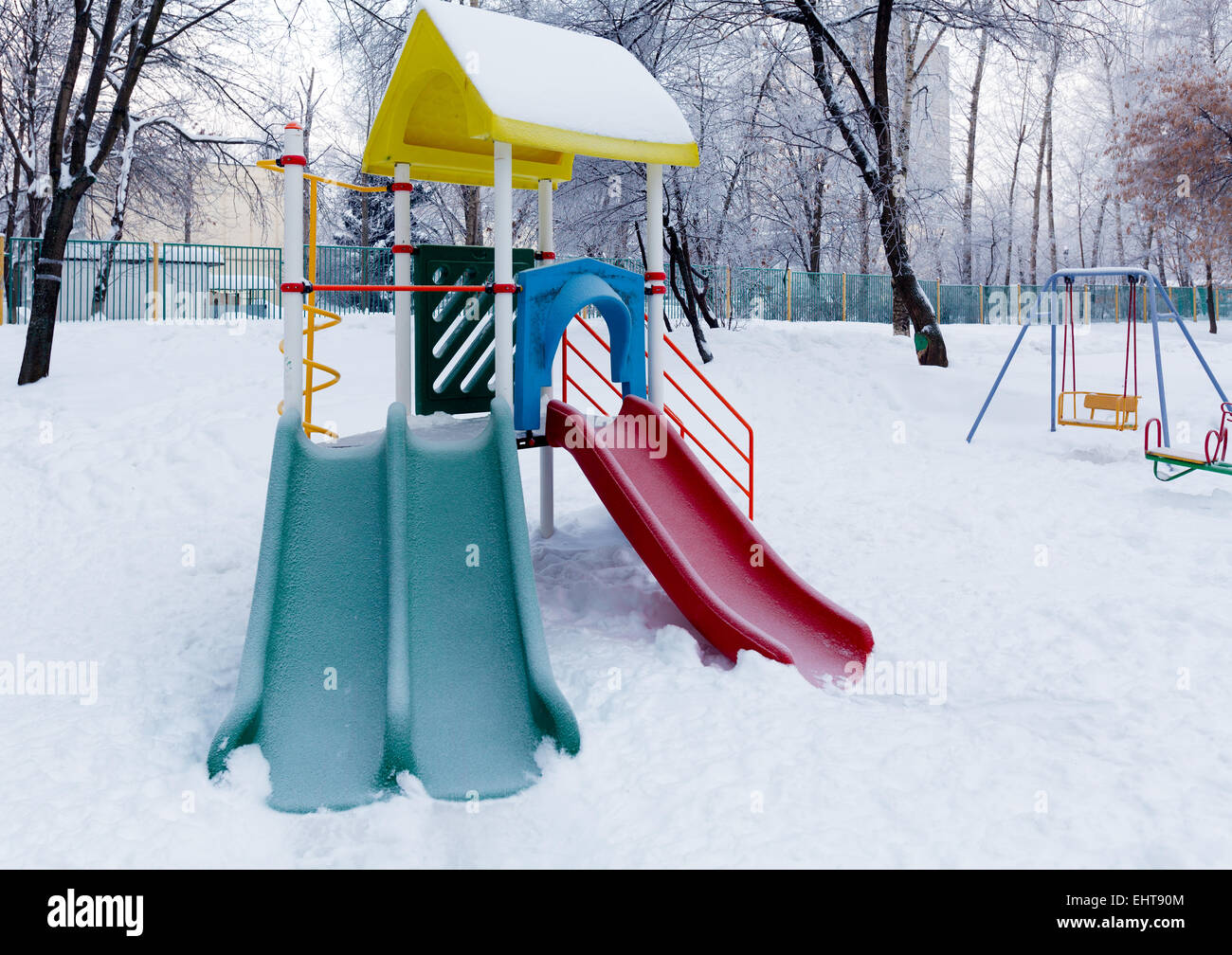 Enfants Aire de jeux de neige à Moscou Banque D'Images