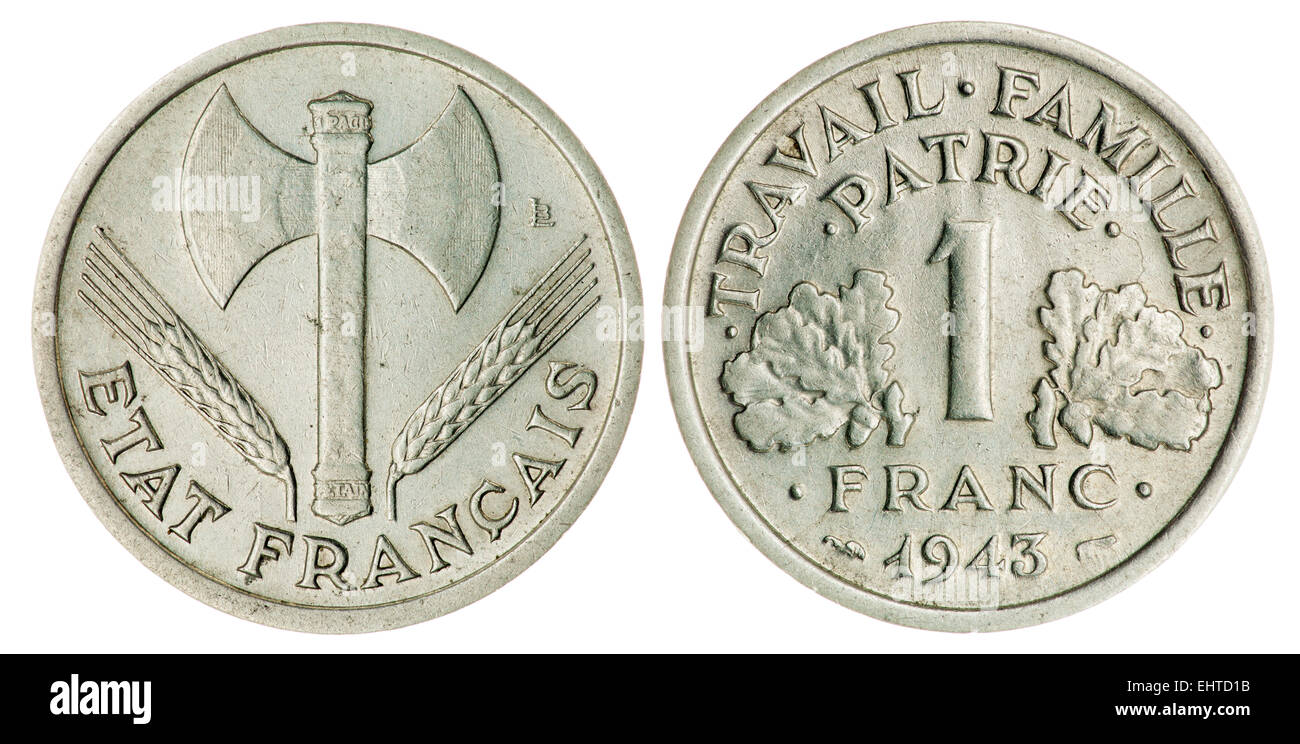 Une pièce de monnaie franc isolée des deux côtés Banque de photographies et  d'images à haute résolution - Alamy