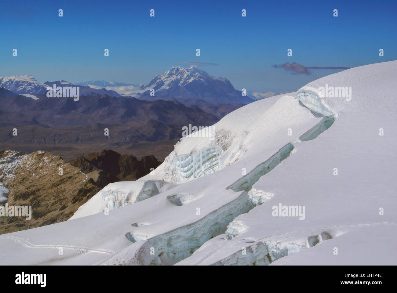 Vue pittoresque de près du haut de la montagne Huayna Potosi en Bolivie Banque D'Images