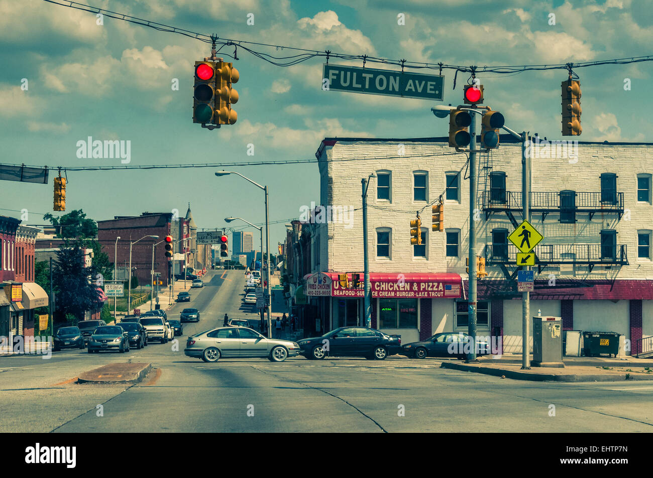 Intersection dans le centre-ville de Baltimore, Maryland. Banque D'Images