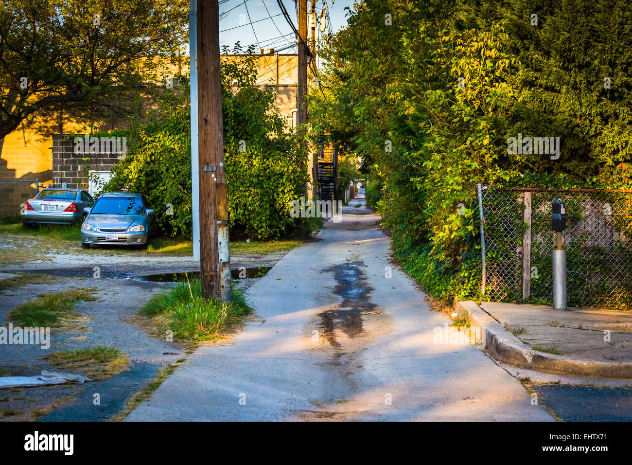 Ruelle étroite dans l'Essex, Maryland. Banque D'Images