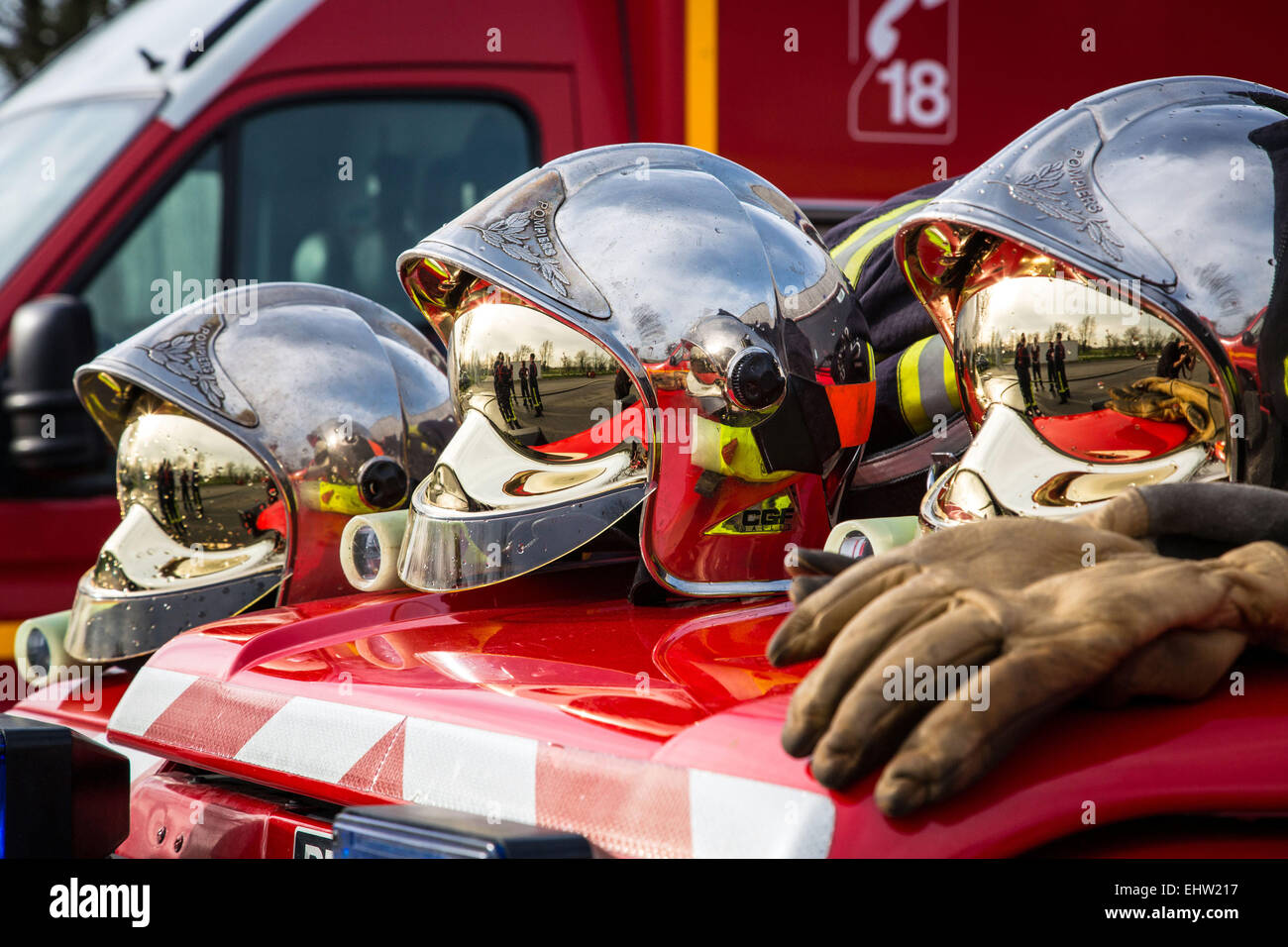 Les pompiers de RUGLES, FRANCE Banque D'Images