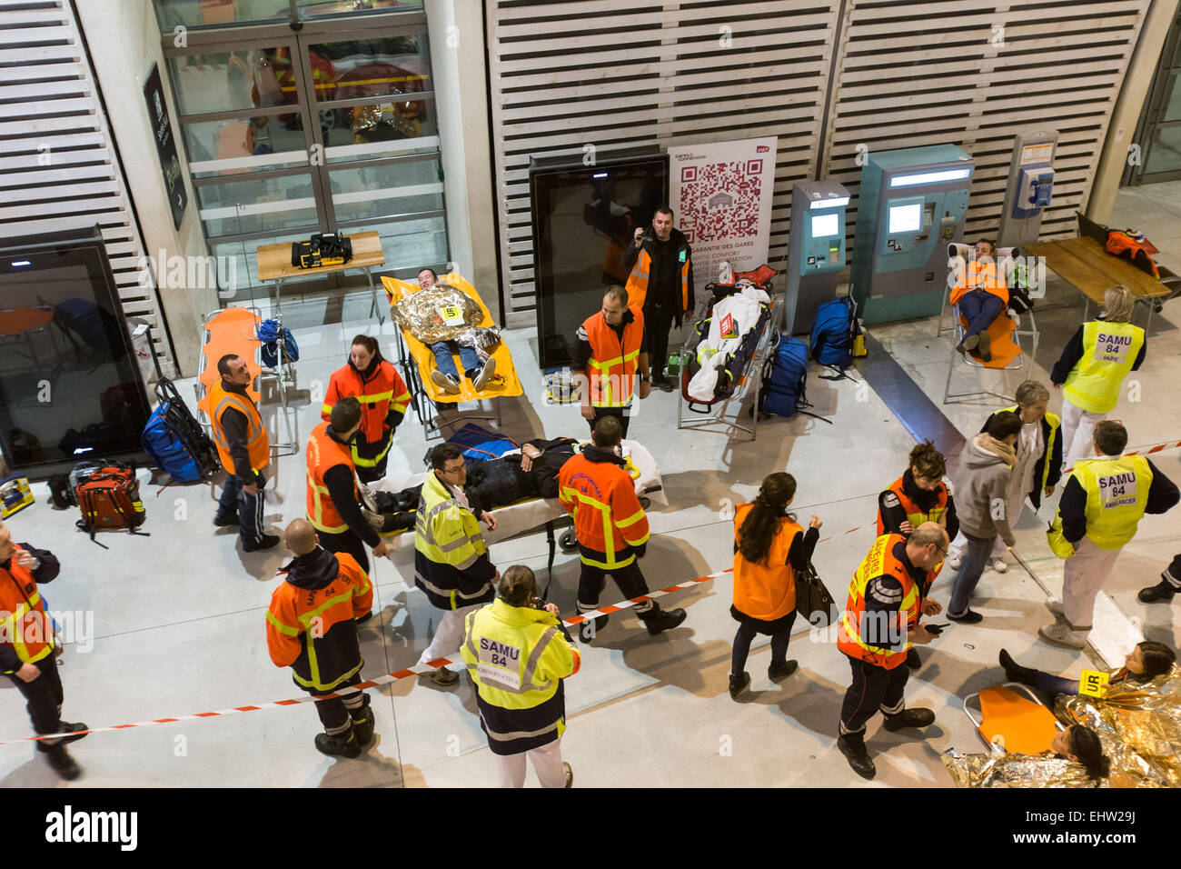 SIMULATION D'ACCIDENTS FERROVIAIRES Banque D'Images