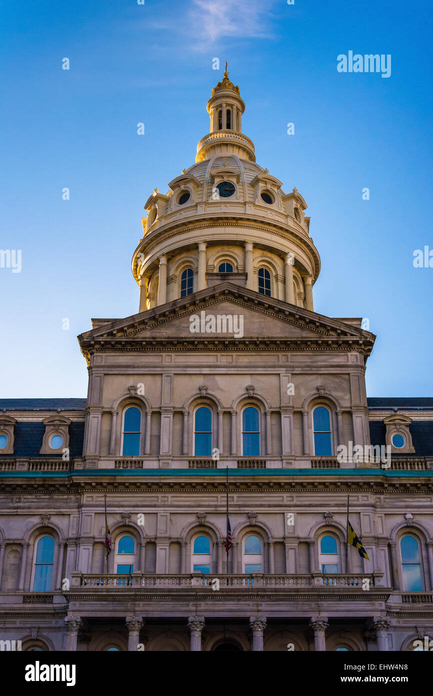 Le dôme de l'hôtel de ville de Baltimore, Maryland. Banque D'Images