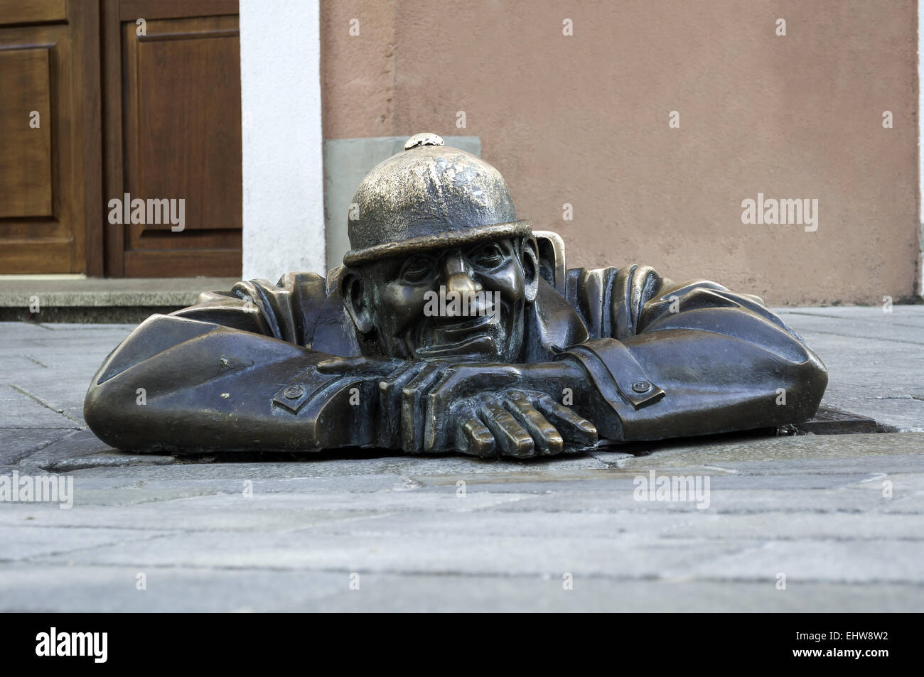 Cumil, statue de Bratislava. Banque D'Images