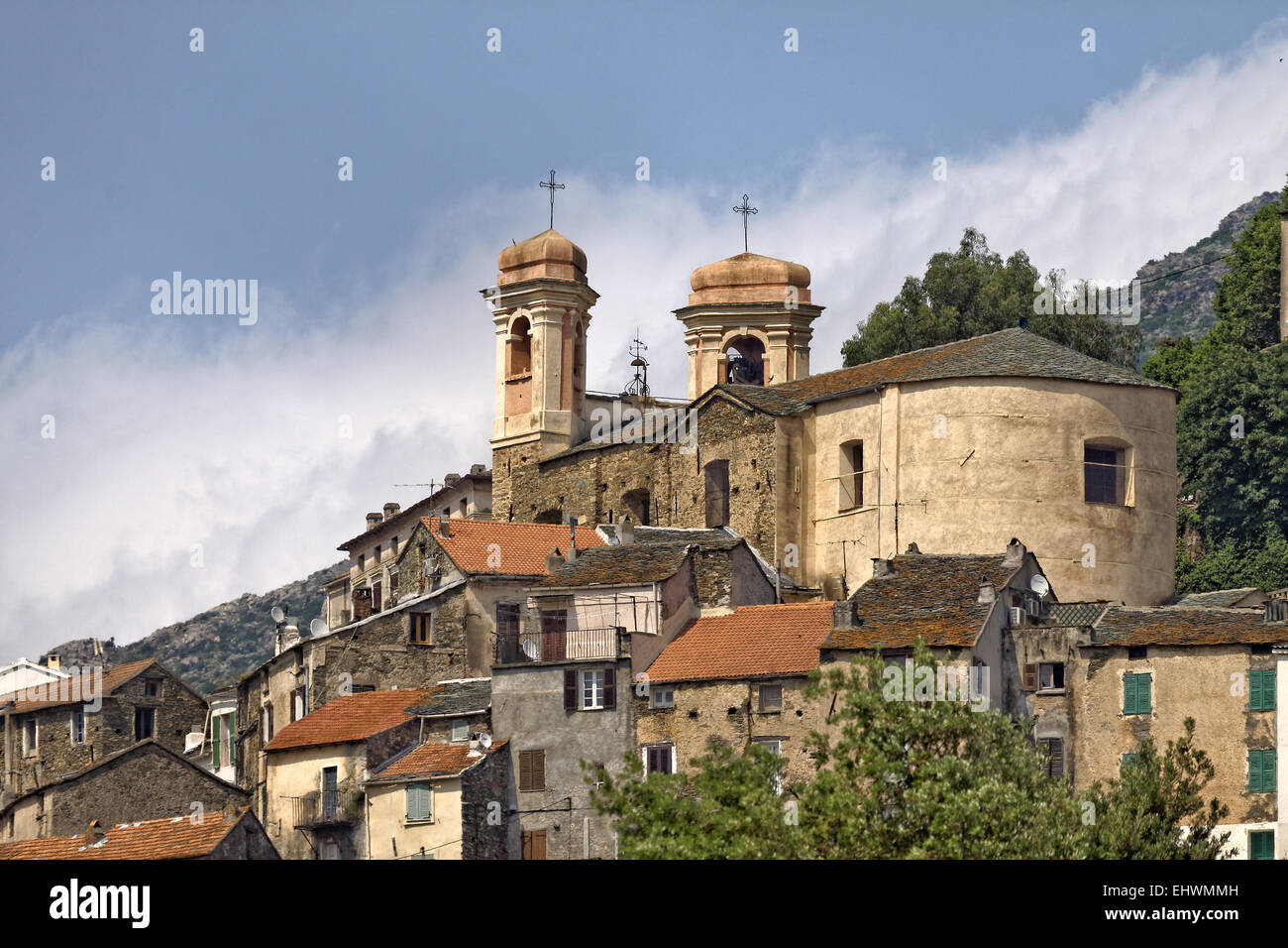 Oletta, Église de St Andrea, Corse, France Banque D'Images