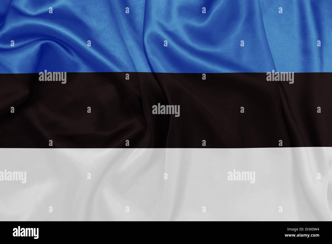 Estonie - agitant le drapeau national sur la texture de la soie Banque D'Images