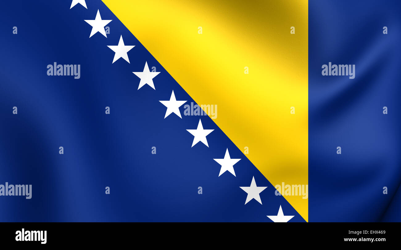 Drapeau de la Bosnie-Herzégovine. Close Up. Banque D'Images