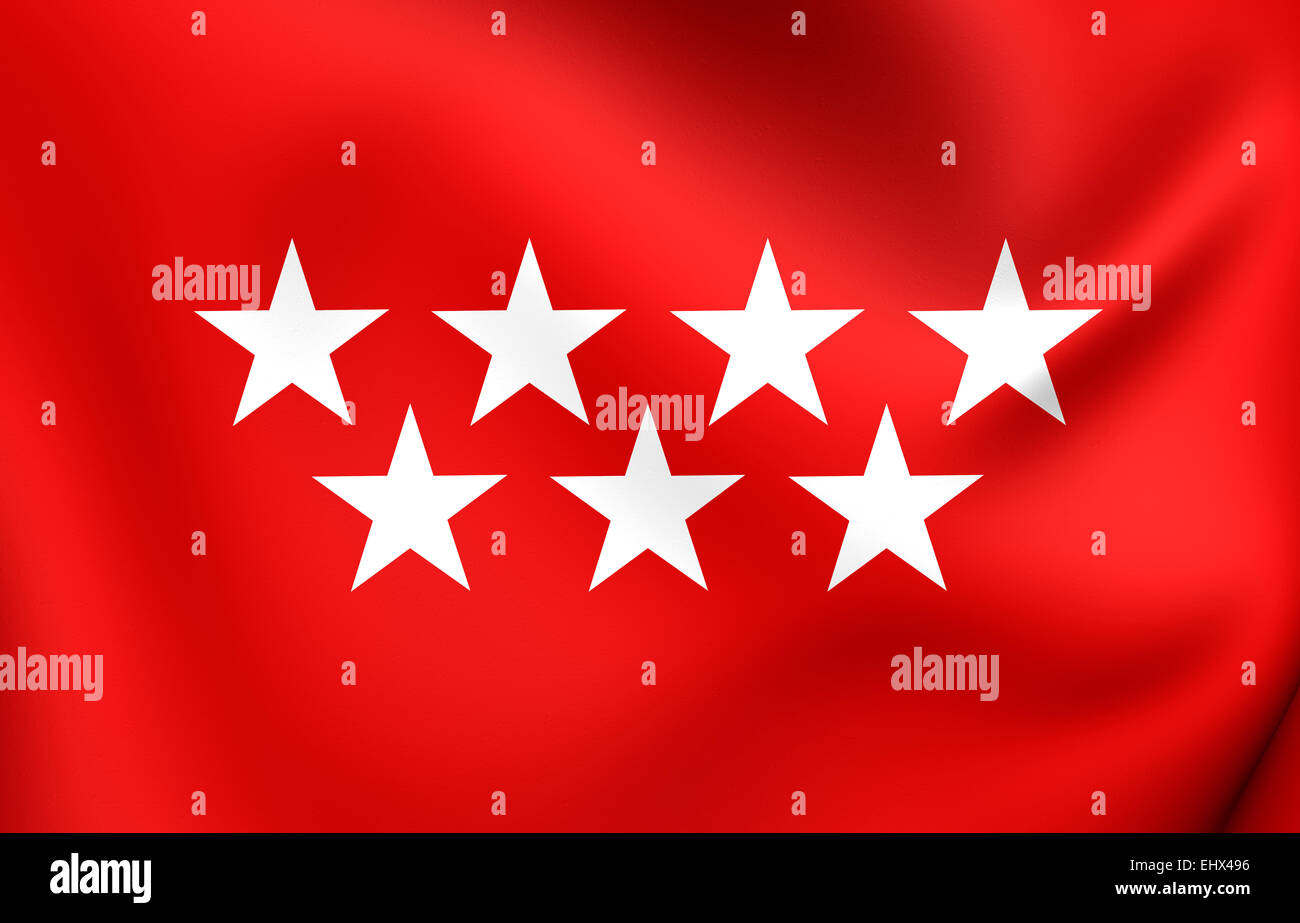 Communauté de Madrid, Espagne Drapeau. Close Up. Banque D'Images