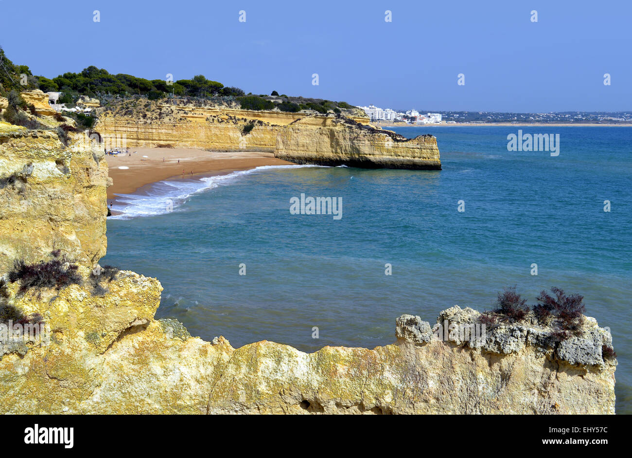 Cova Redonda Beach, Armacao De Pera sur l'Algarve, au Portugal Banque D'Images