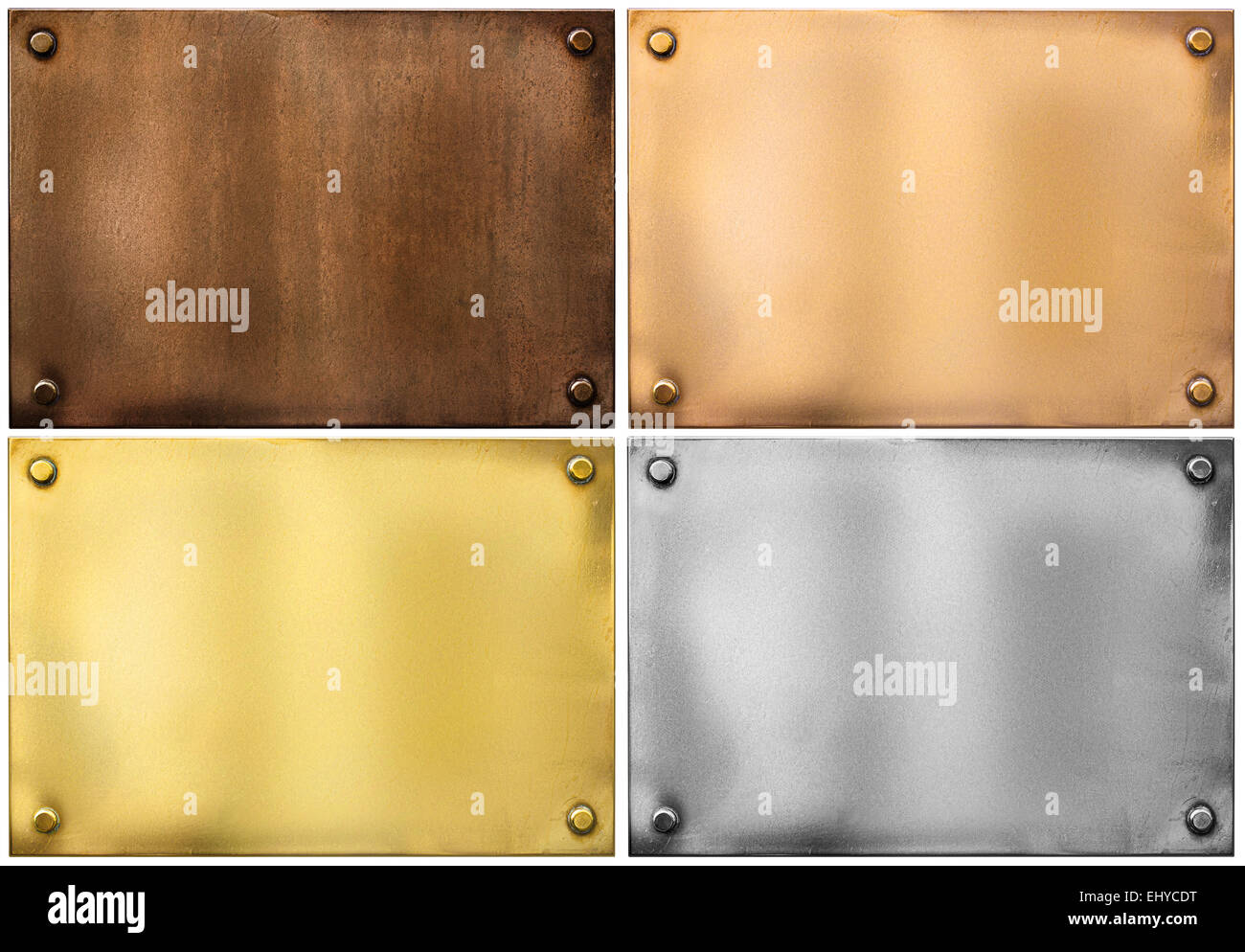 Les panneaux de plaques de métal ou de définir isolated on white Banque D'Images