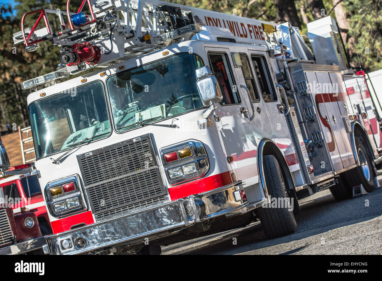 Camion de Pompiers américains. La Station de pompiers. Incendie moteur libre. En Californie, aux États-Unis. Banque D'Images