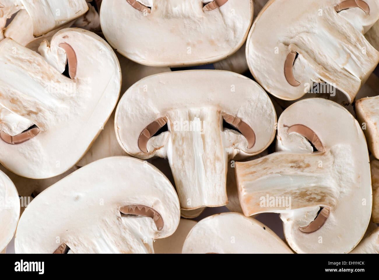 Plein cadre de champignons tranchés. Banque D'Images