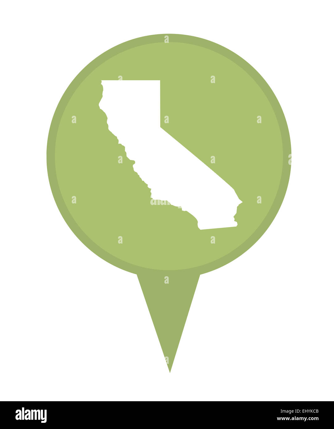 L'état américain de Californie épingle isolé sur un fond blanc. Banque D'Images
