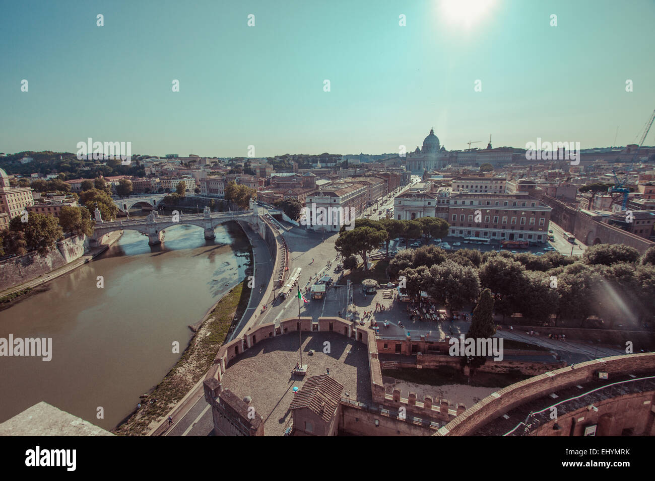 Grand angle vue de Rome et le Tibre, Italie Banque D'Images