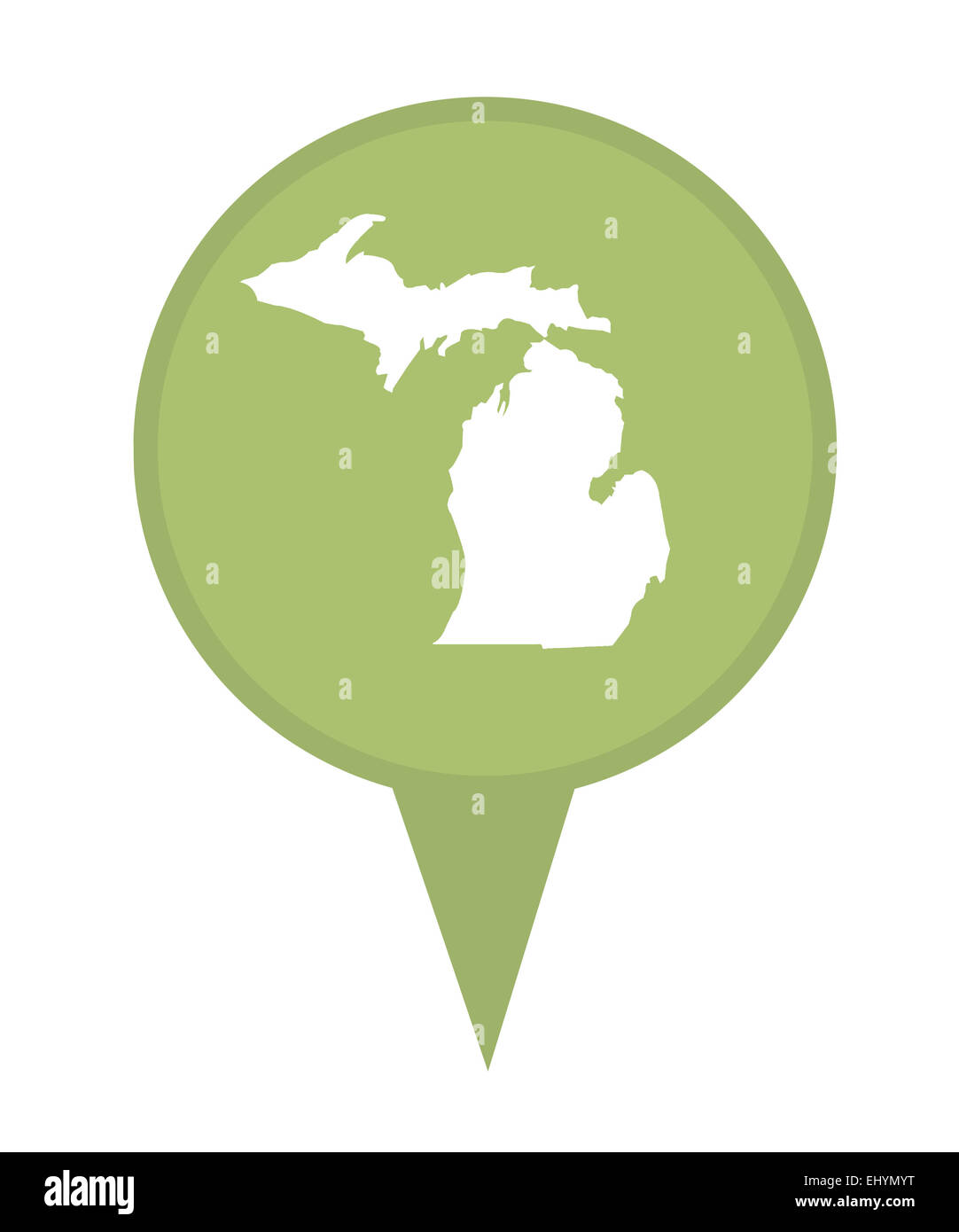 L'état américain du Michigan épingle isolé sur un fond blanc. Banque D'Images