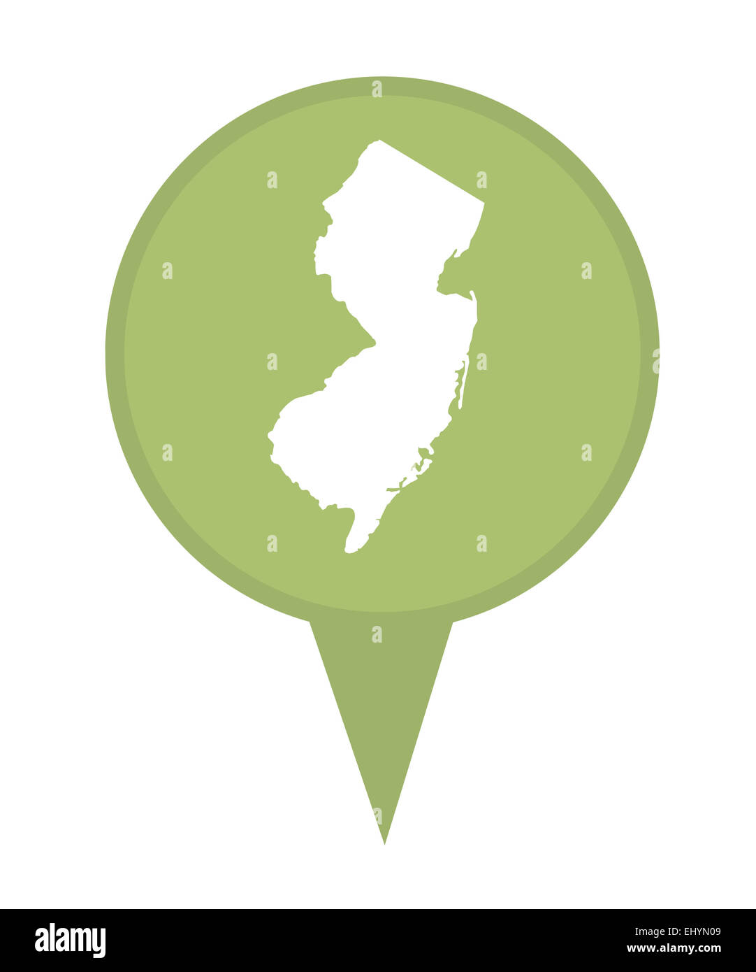 L'état américain du New Jersey épingle isolé sur un fond blanc. Banque D'Images