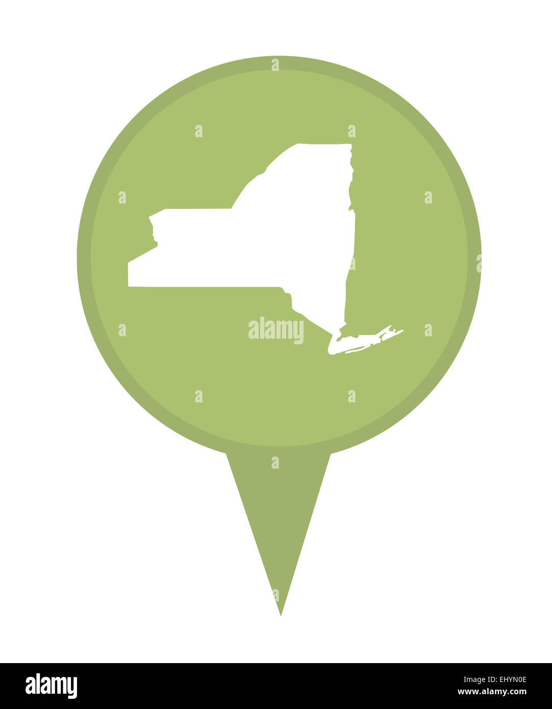 L'état américain de New York épingle isolé sur un fond blanc. Banque D'Images