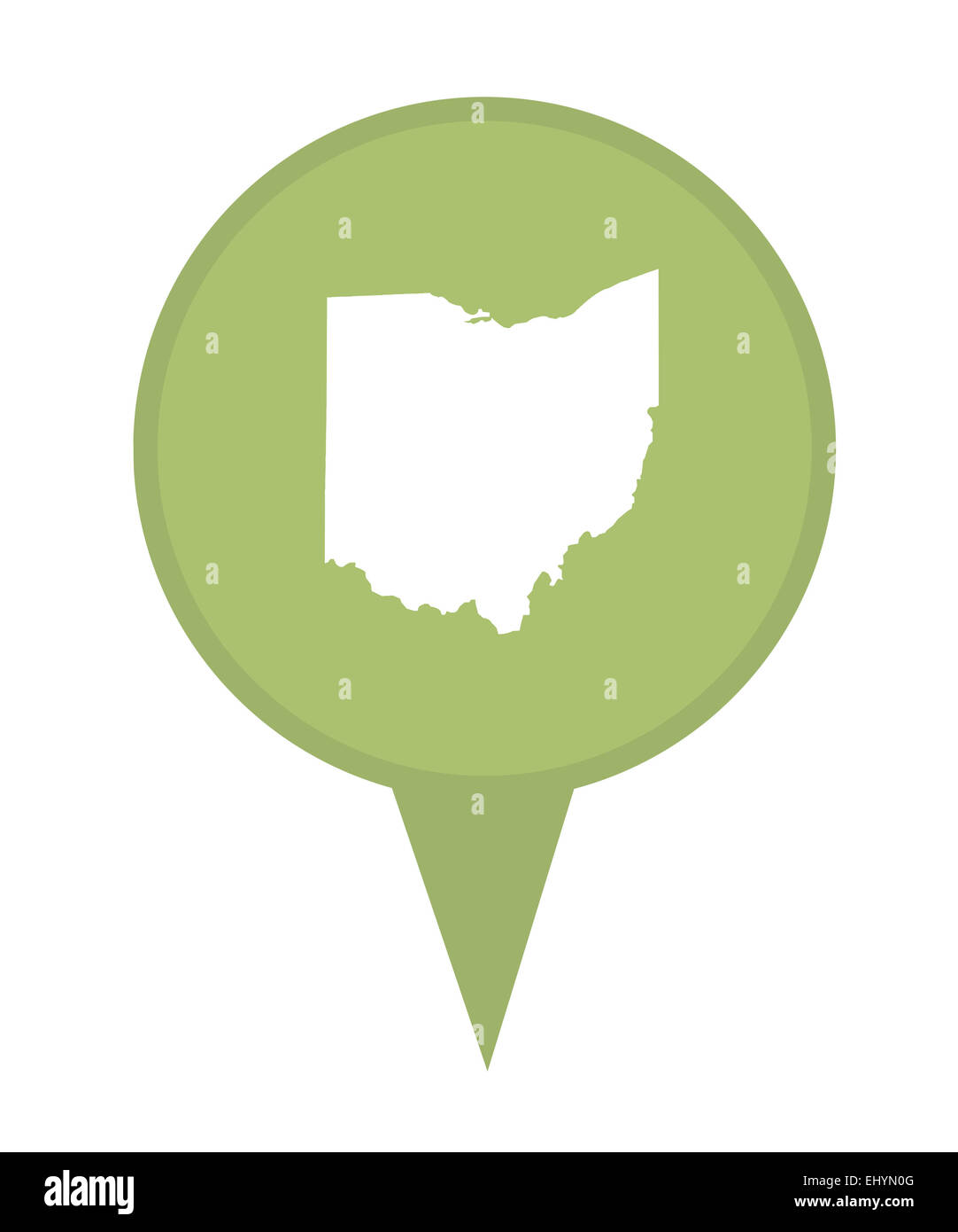 L'état américain de l'Ohio épingle isolé sur un fond blanc. Banque D'Images