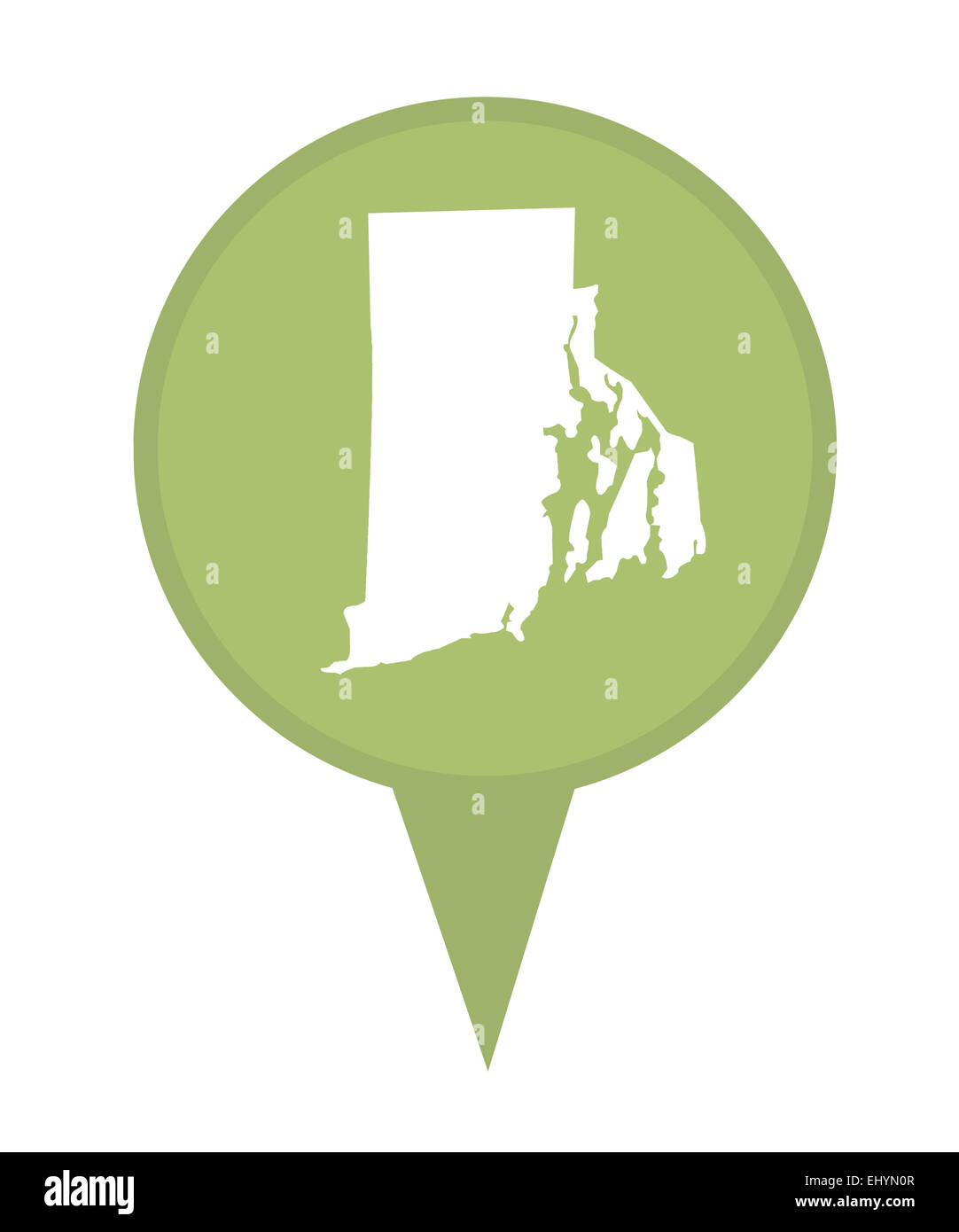 L'état américain du Rhode Island épingle isolé sur un fond blanc. Banque D'Images