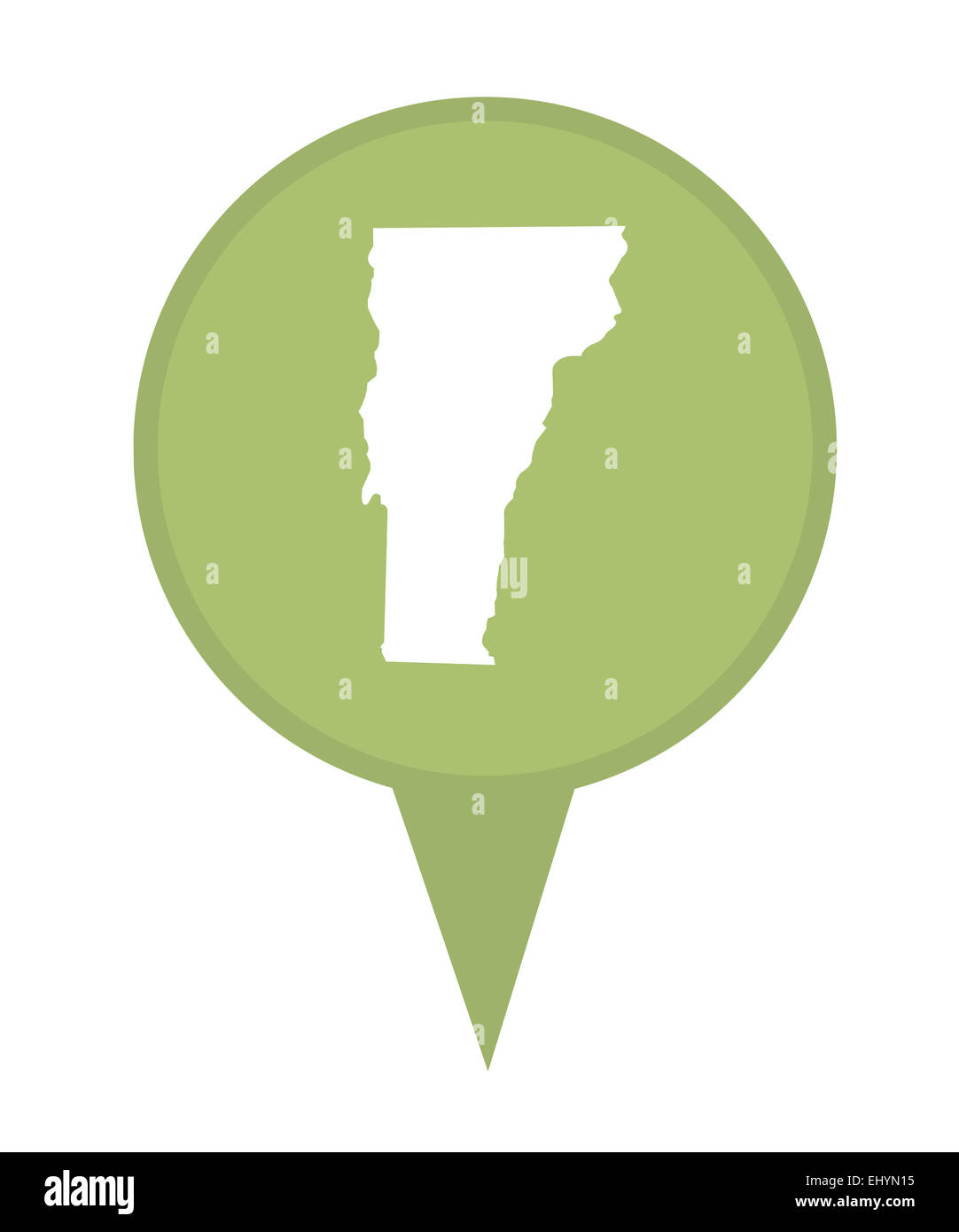 L'état américain du Vermont épingle isolé sur un fond blanc. Banque D'Images