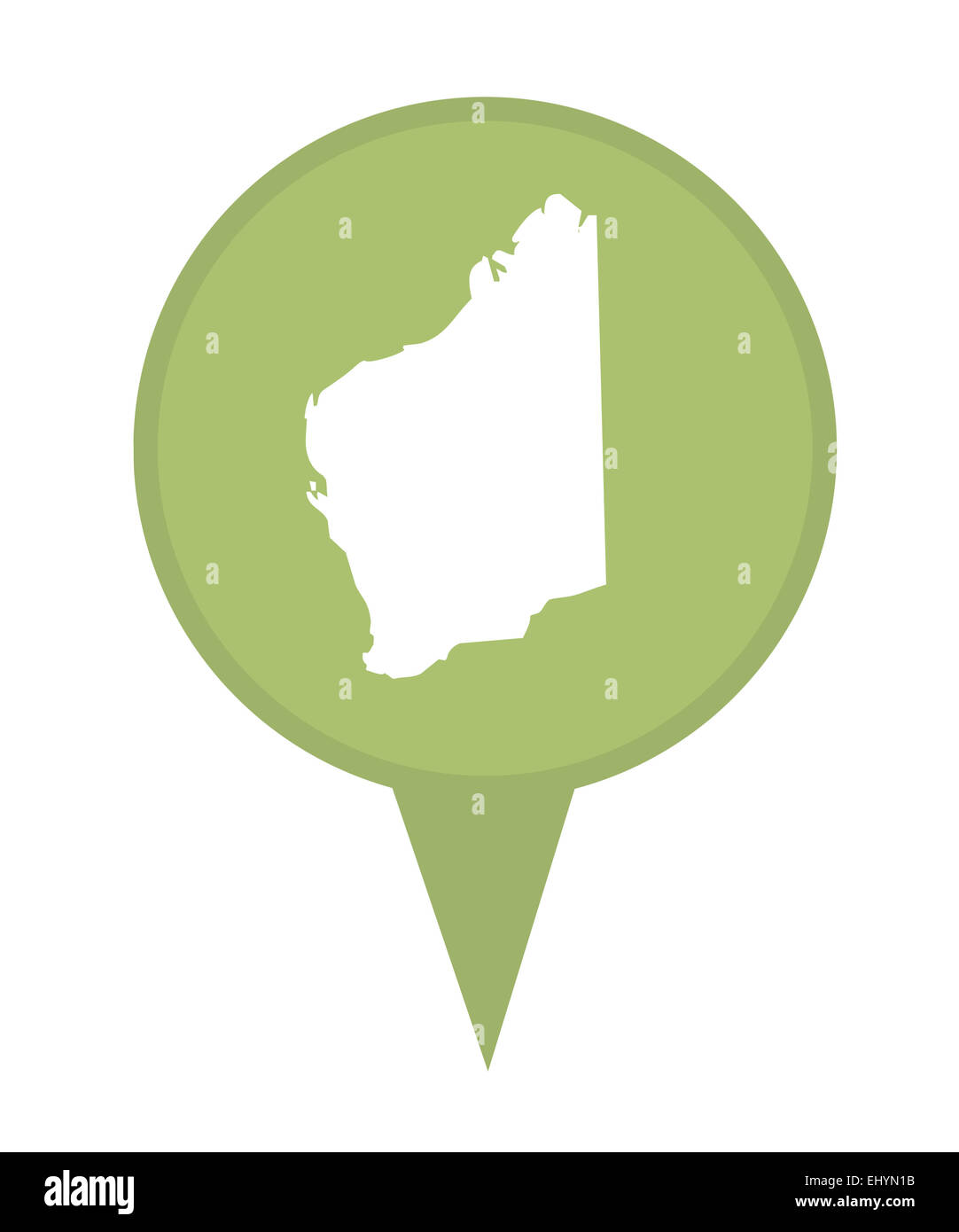 État de l'Australie de l'ouest de l'Australie site épingle isolé sur un fond blanc. Banque D'Images