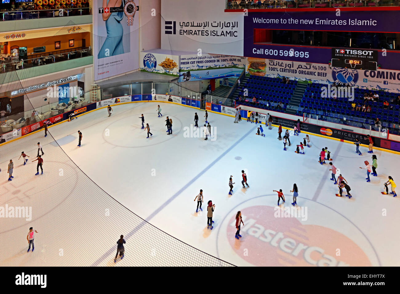 L'Asie, Emirats Arabes Unis, ÉMIRATS ARABES UNIS, Dubai, Dubai Mall, Centre Commercial, patinoire artificielle, patinoire, patinage sur glace, détail, centre commercial, BUI Banque D'Images