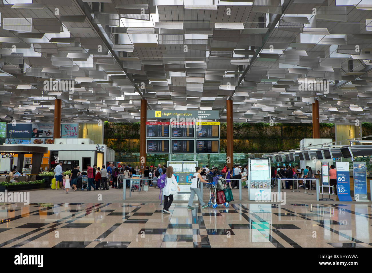 L'aéroport de Changi, Hall de départ, Singapour Banque D'Images