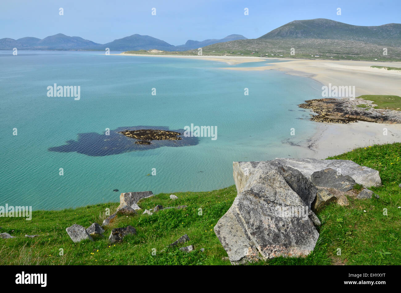 L'Écosse, Harris, island, île, plage, mer, plage de sable, côte ouest, luskentyre, seilebost, son de taransay, Outer Hebrides Banque D'Images