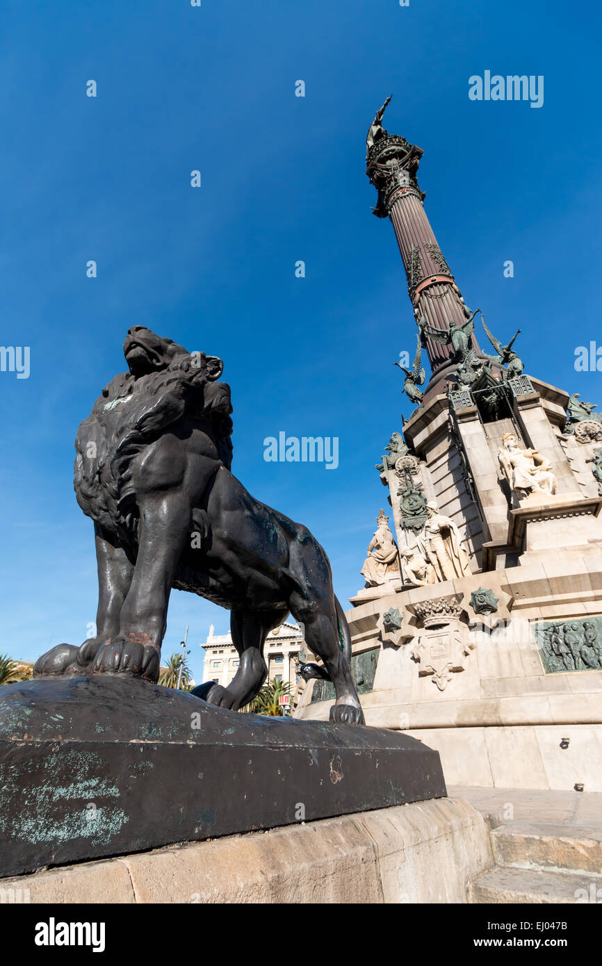 Monument à Christophe Colomb - Barcelone / colonne de Barcelone, Espagne Banque D'Images