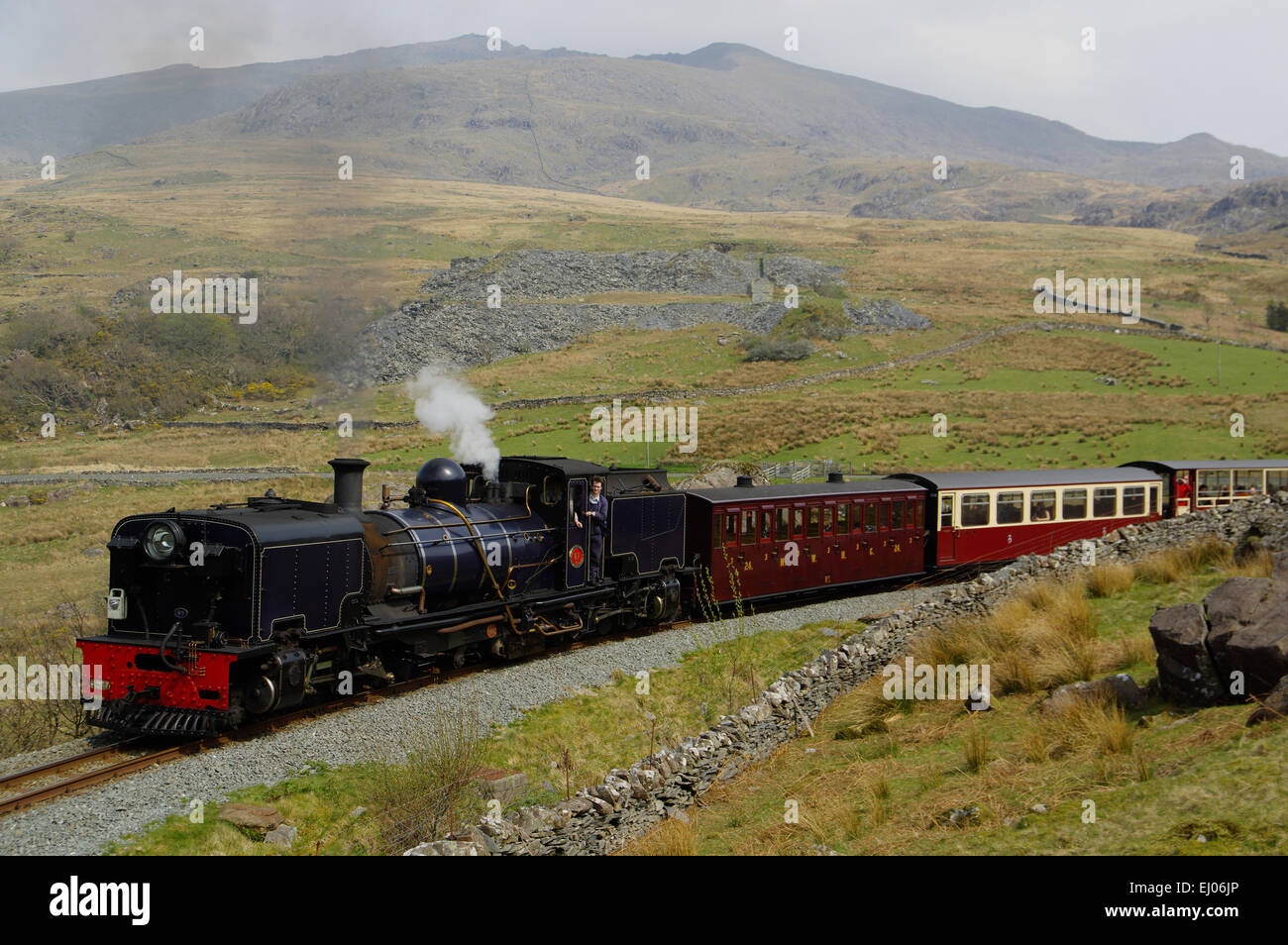 Welsh Highland Railway, chemin de fer à vapeur ;, Snowdon, DDU, Nord Ouest de Rhyd Wales Banque D'Images