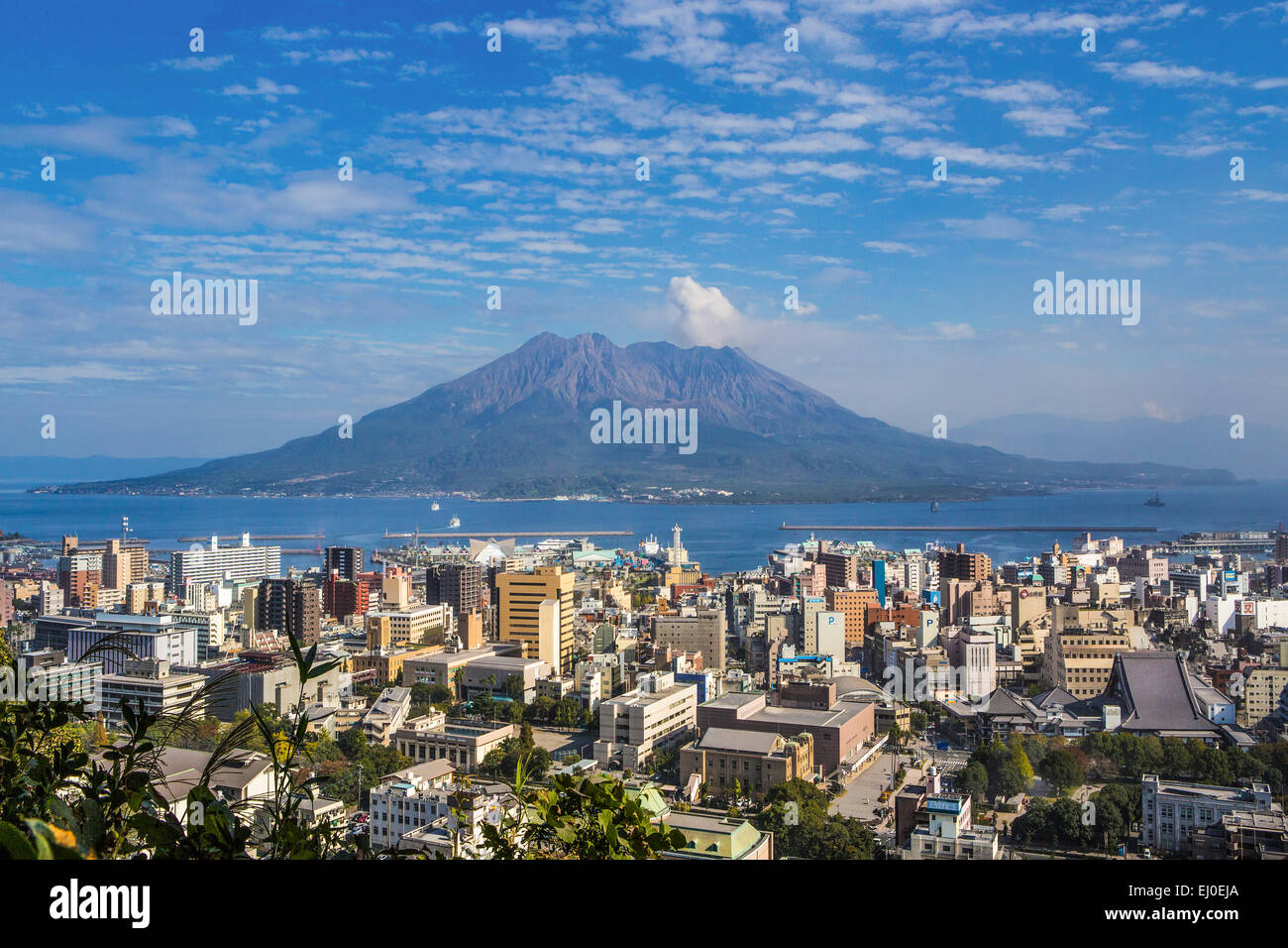 City, Japon, Asie, Kagoshima, Kyushu, Paysage, Sakurajima, volcan, actif, coloré, montagne, île, automne, aucun peuple, touri Banque D'Images
