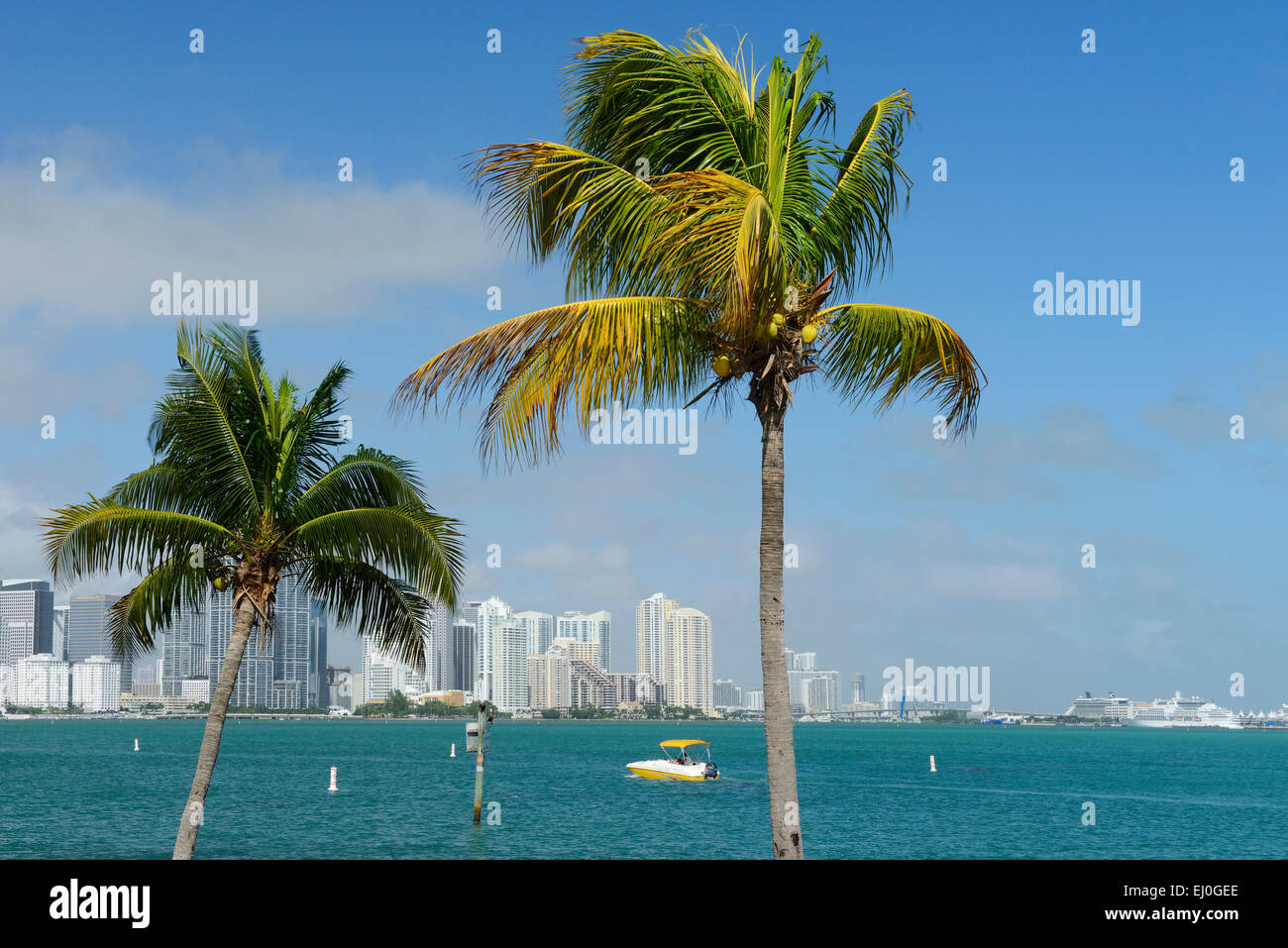 USA, Florida, Miami, du comté de Dade, vu de Key Biscayne Banque D'Images