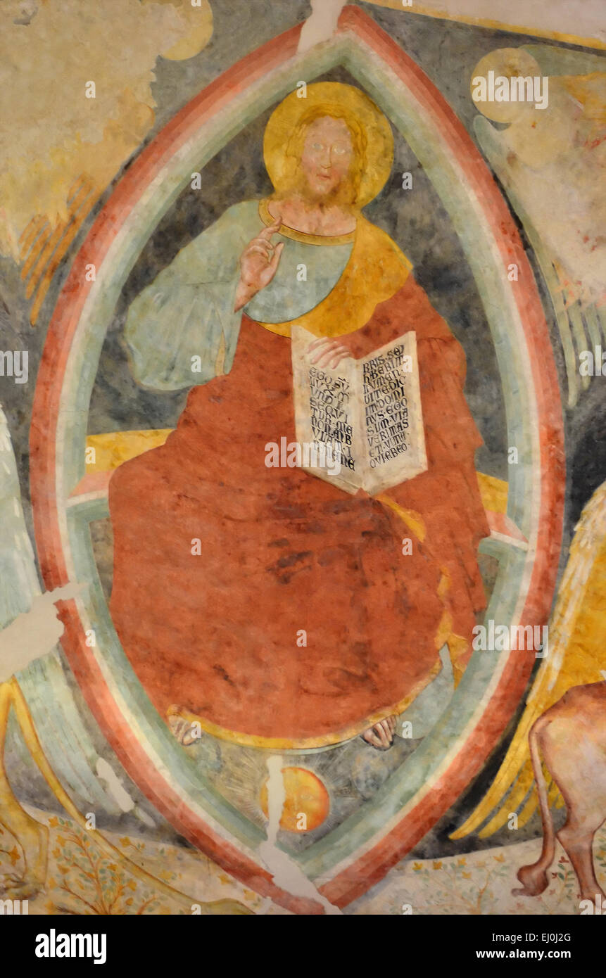 Fresque romaine antique de Jésus-christ intronisé de la basilique de Sainte Euphémie, Grado, Italie Banque D'Images