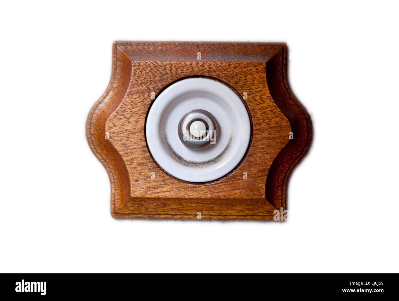 Bouton sonnette de style ancien en porcelaine et en bois. Isolé Photo Stock  - Alamy