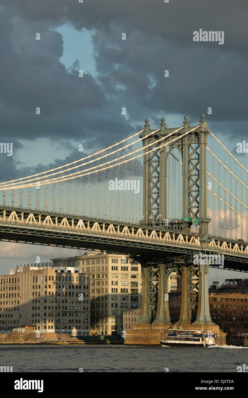 USA, United States, Amérique, New York, Manhattan, Manhattan Bridge, East River, Brooklyn, span, pont Banque D'Images