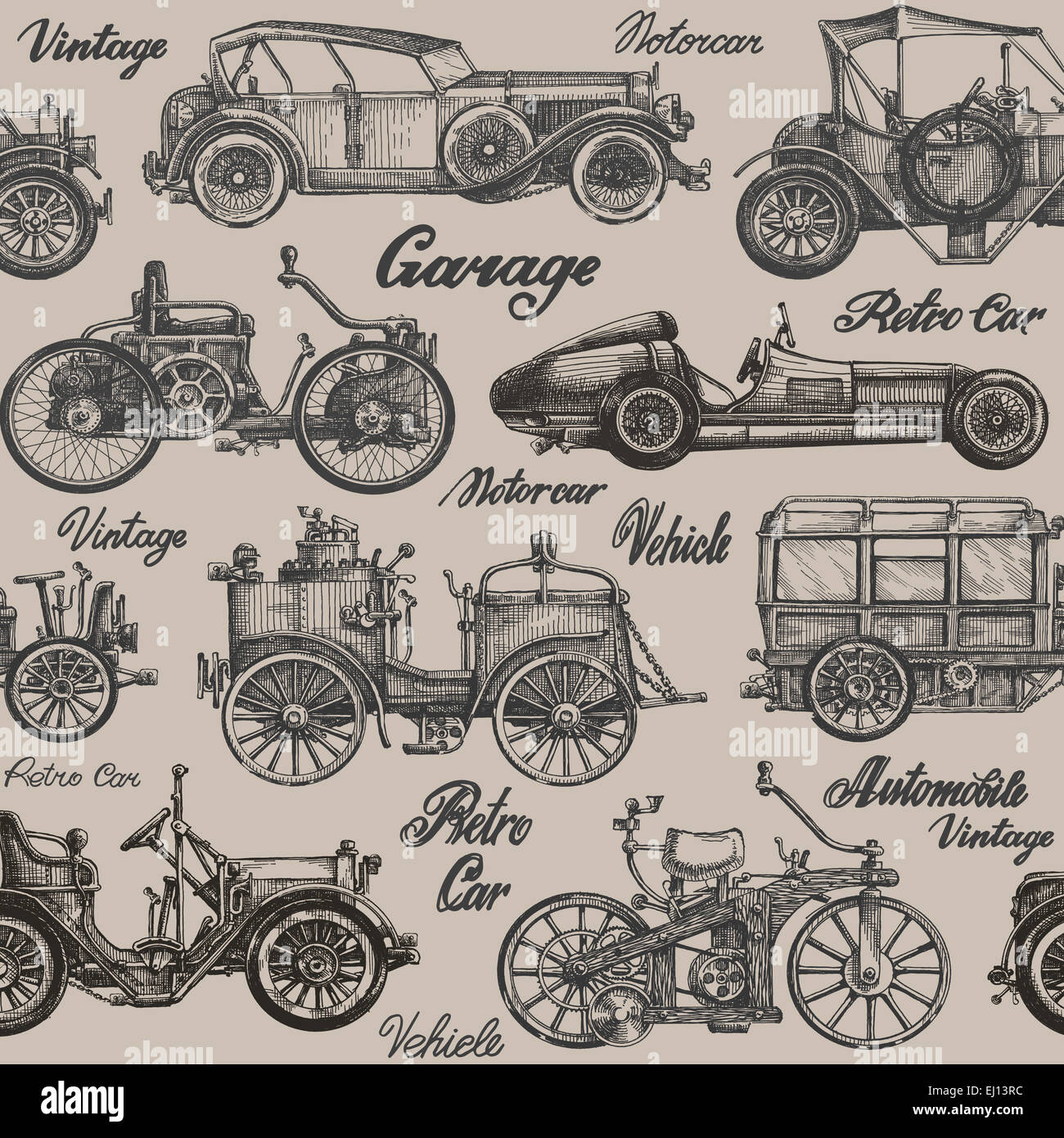 Retro Vintage, voitures. Contexte de l'affiche, bannière. Banque D'Images