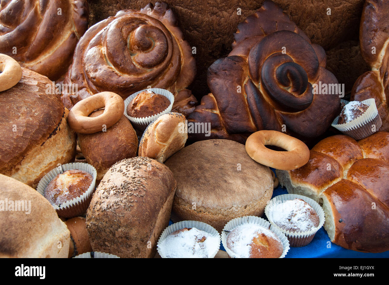 Assortiment de produits de boulangerie Pains produits par la très vaste, comprend des centaines de titres et est en constante évolution Banque D'Images