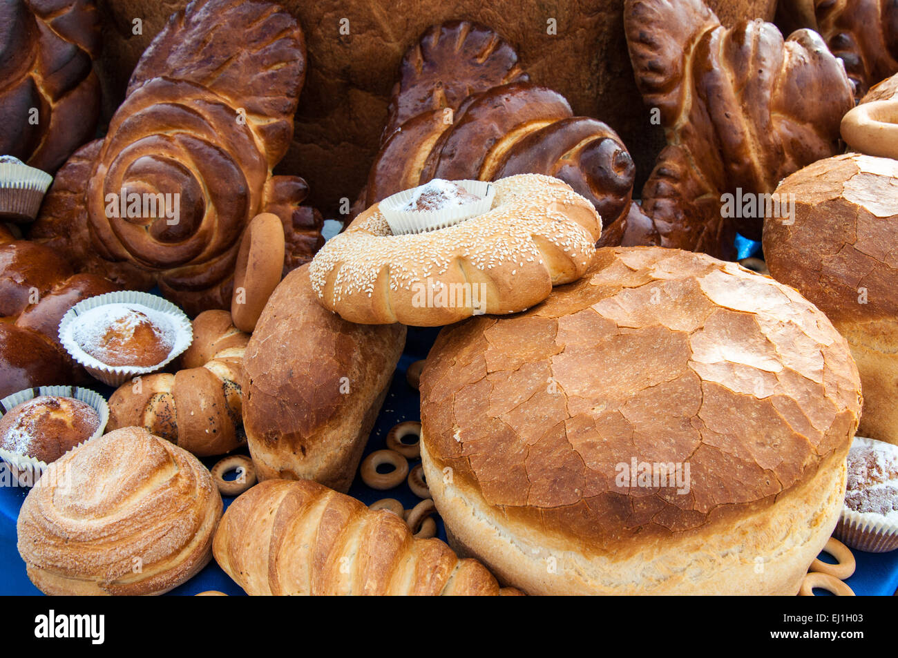 Assortiment de produits de boulangerie Pains produits par la très vaste, comprend des centaines de titres et est en constante évolution Banque D'Images