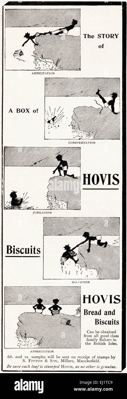 Publicité pour le pain HOVIS & biscuits par S Fitton & Sons meuniers de Macclesfield en période victorienne du magazine 1898 Banque D'Images