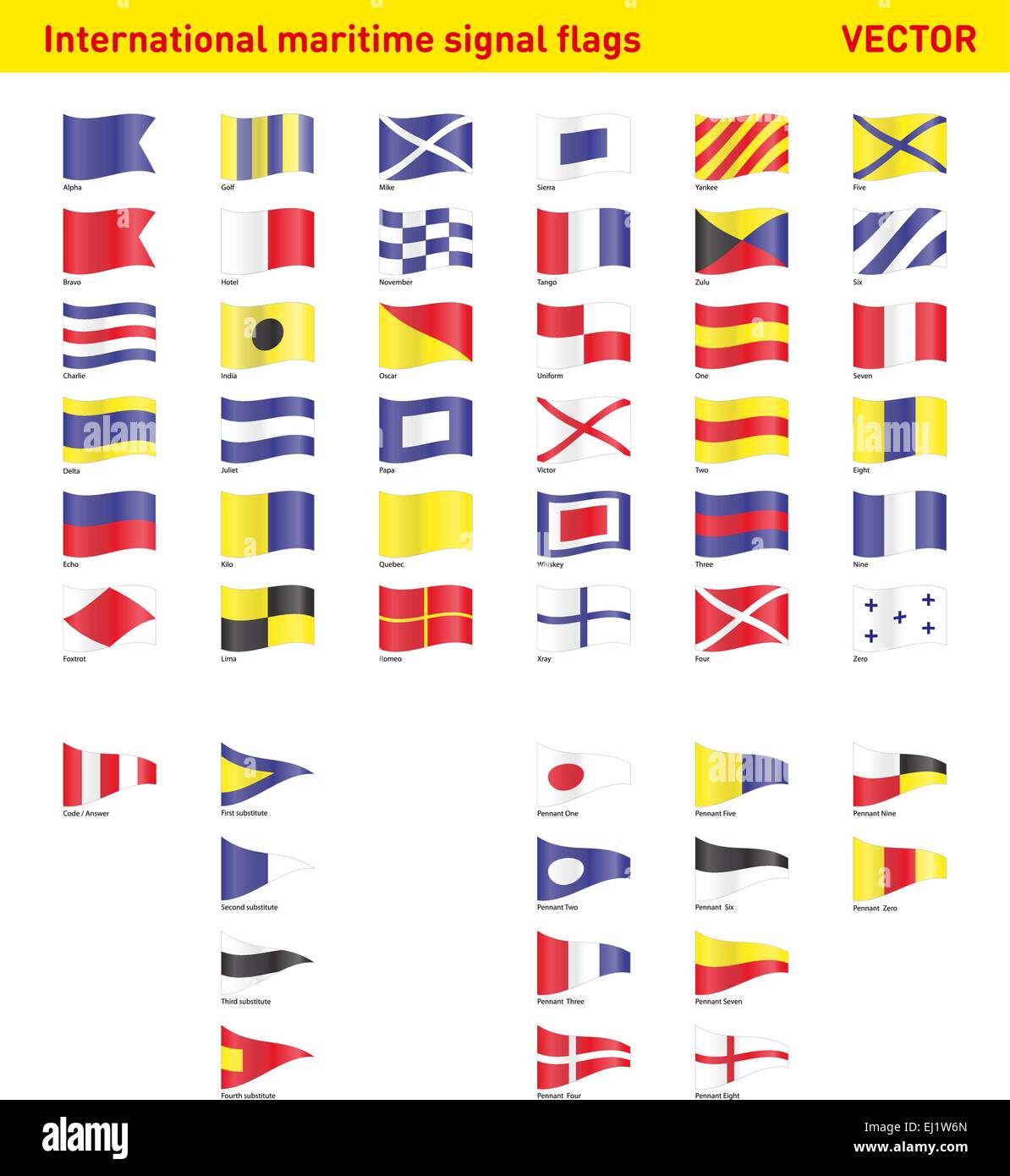 Ensemble de drapeaux du signal international mritime Illustration de Vecteur
