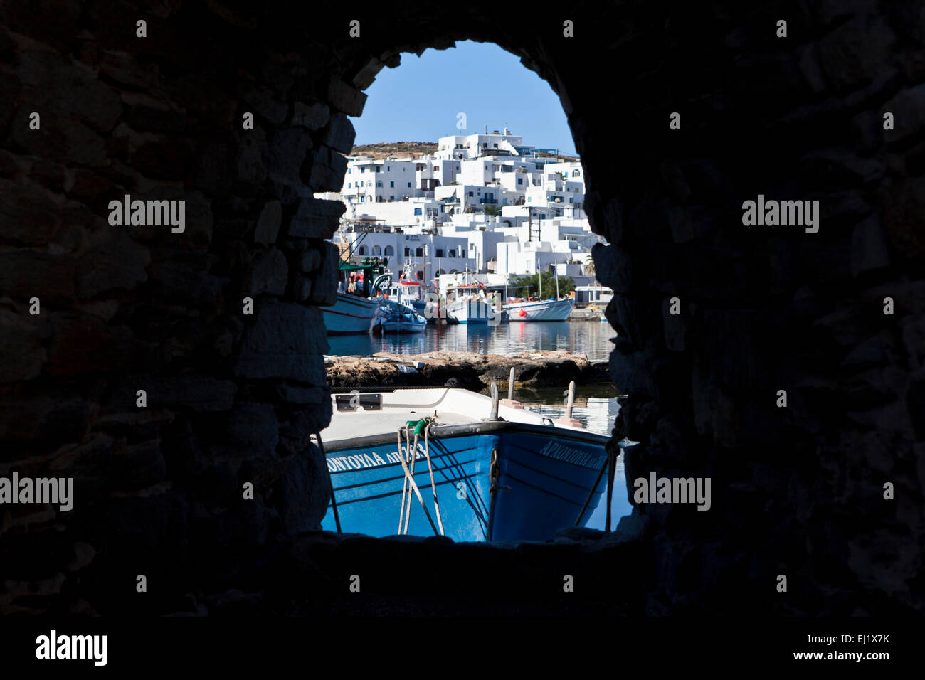 Château vénitien de Paros Naoussa de Paros, Grèce. Banque D'Images