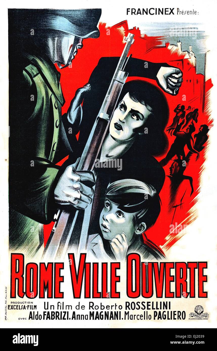 Rome, ville ouverte, Rome ville ouverte Année : 1945 Réalisateur : Roberto Rossellini Italie affiche de film (fr) Banque D'Images