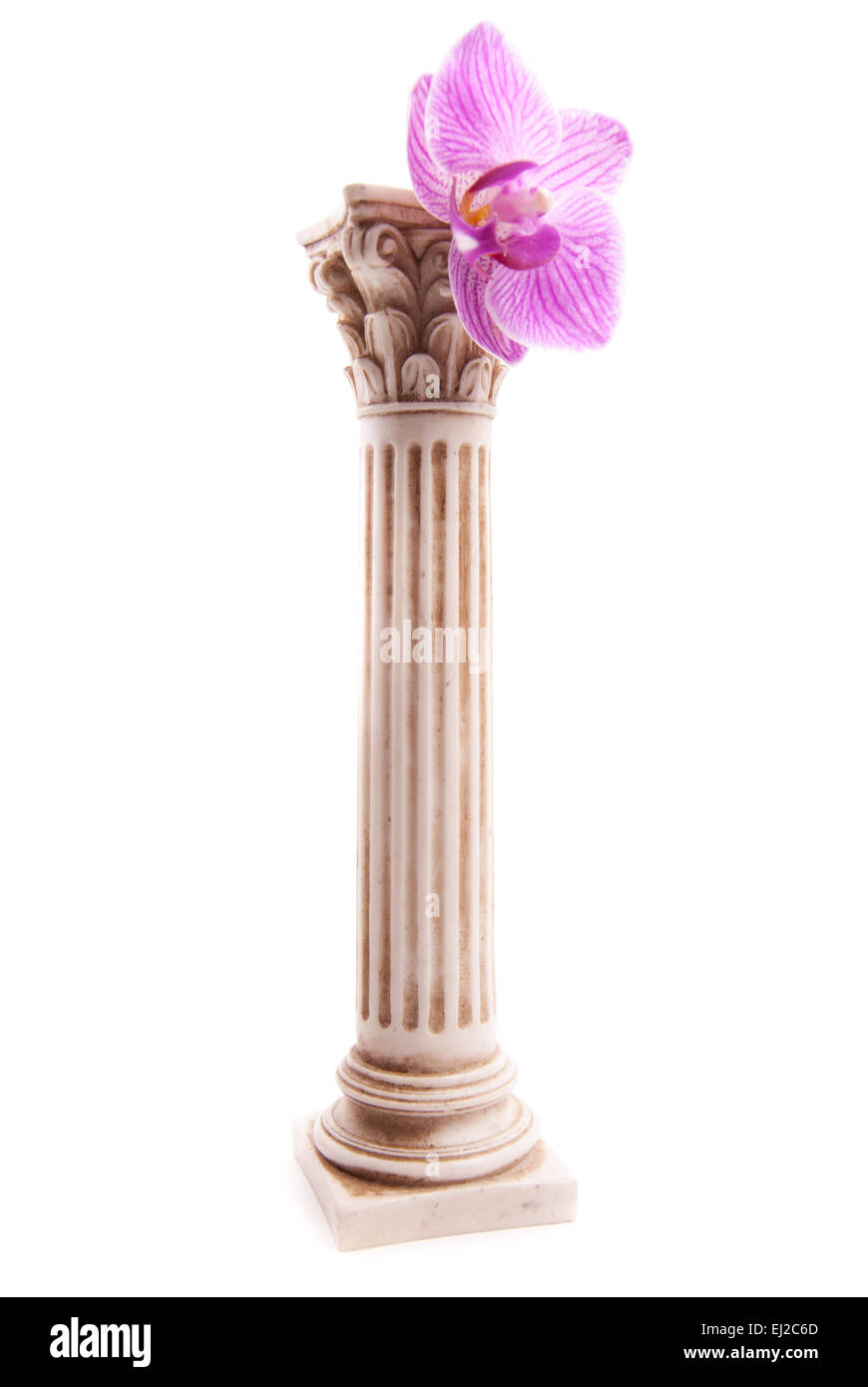 Colonne classique avec des fleurs Banque D'Images