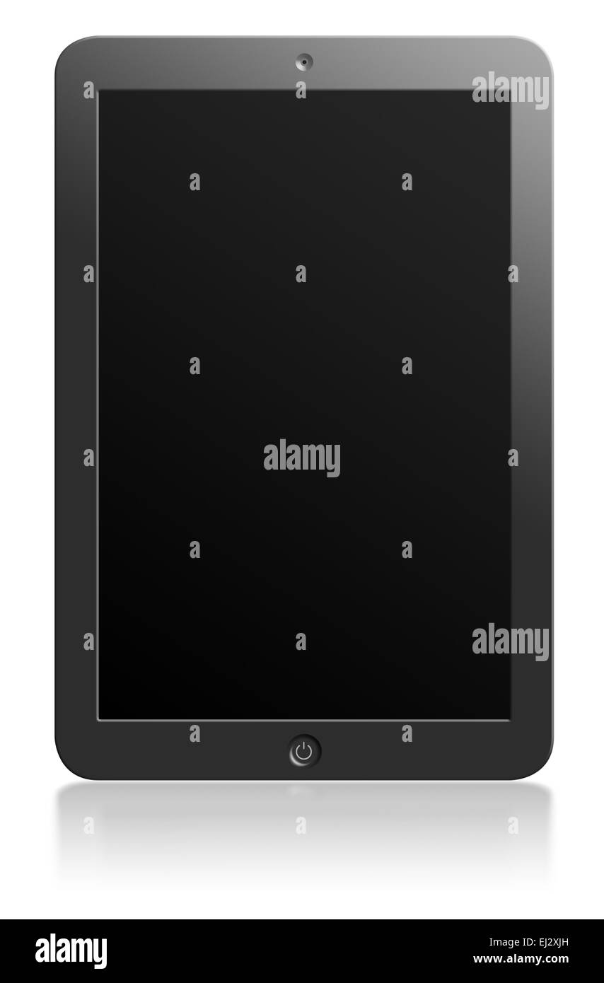 Tablette ordinateur moderne avec écran blanc isolé sur fond blanc Banque D'Images
