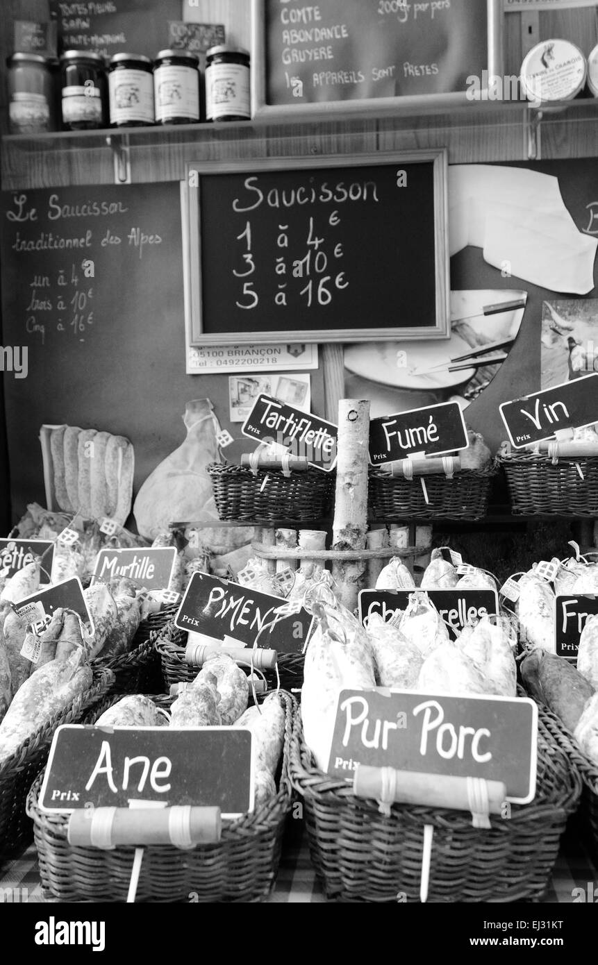 Blocage du marché de la saucisse en France Banque D'Images